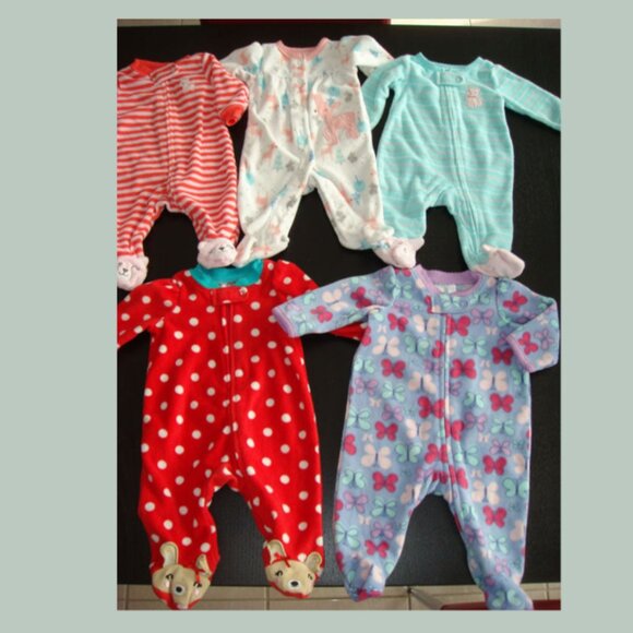 Carter's, Small Wonders, Child of Mine Newborn size fleece sleepers - Picture 1 of 4